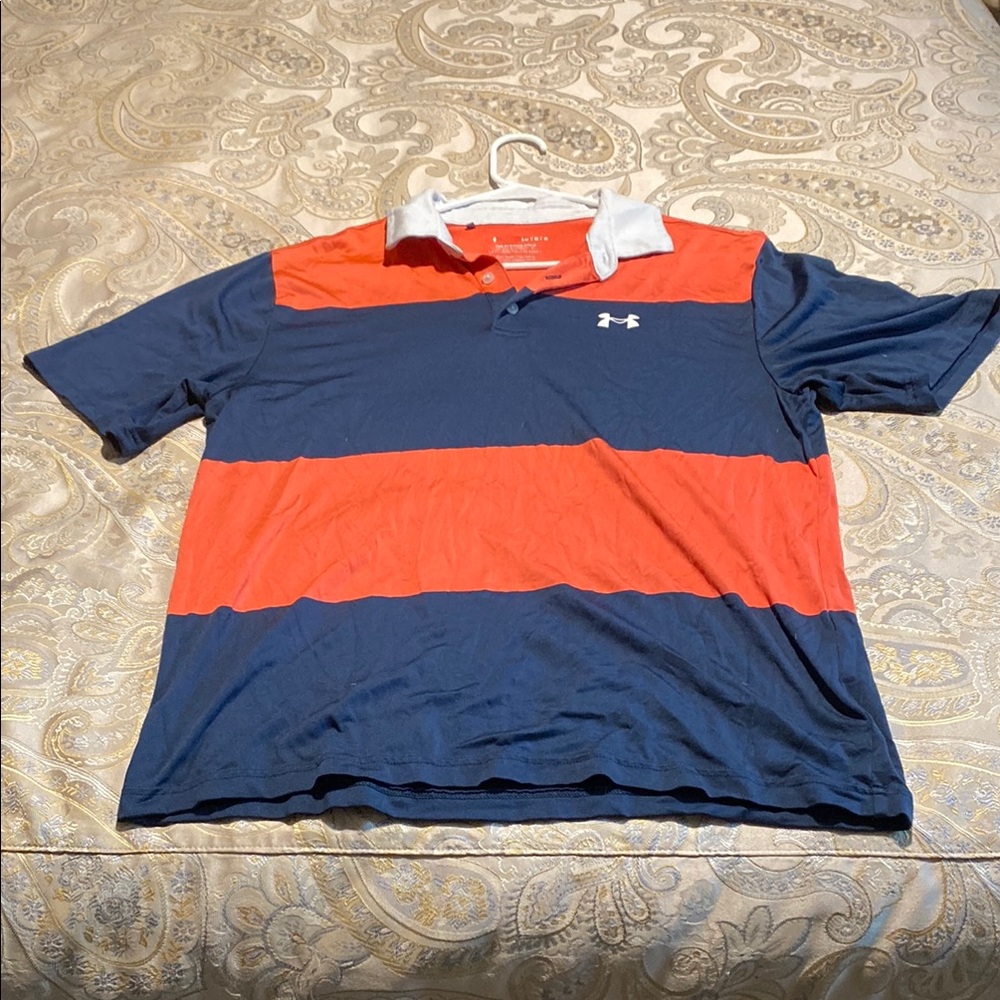Under Armour Men's Blue and Red Polo Shirt